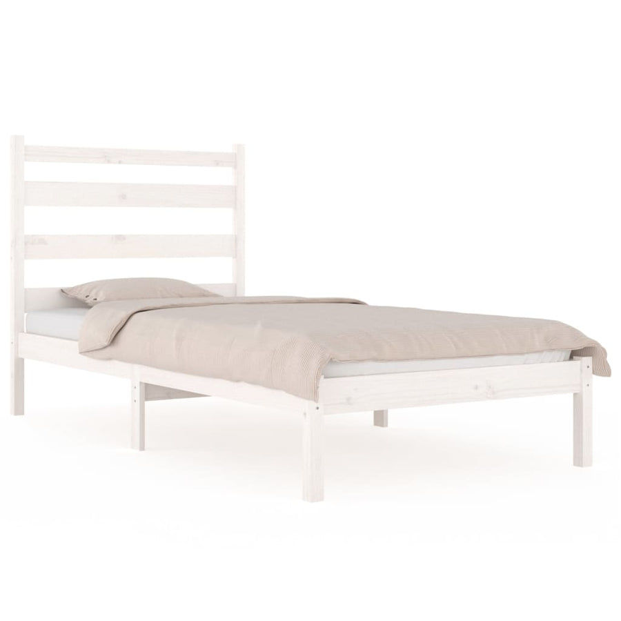 Bedframe Massief Grenenhout 100 x 200 cm Wit