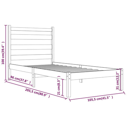 Bedframe Massief Grenenhout 100 x 200 cm Wit