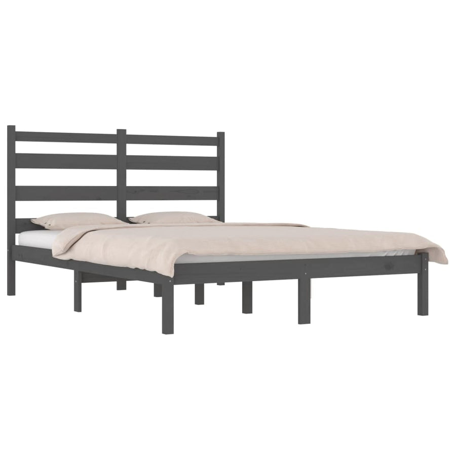 Bedframe Massief Grenenhout 200 x 200 cm Grijs