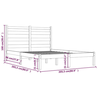 Bedframe Massief Grenenhout 200 x 200 cm Grijs