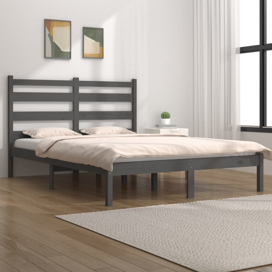 Bedframe Massief Grenenhout 200 x 200 cm Grijs