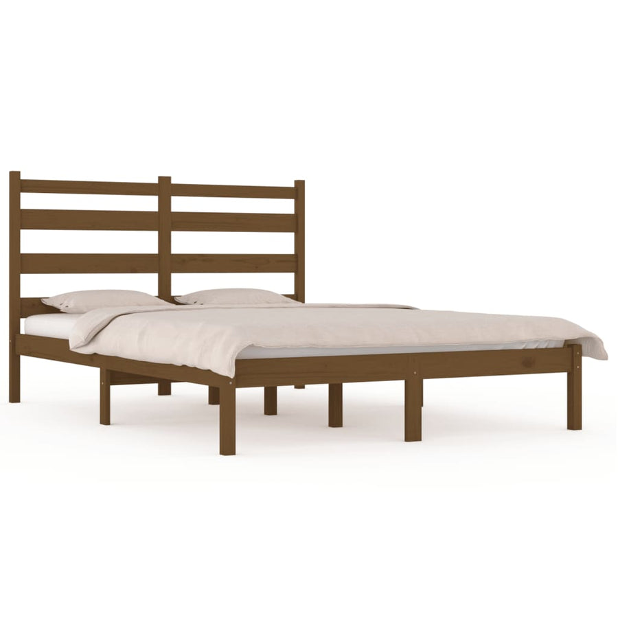 Bedframe Massief Grenenhout 200 x 200 cm Honingbruin