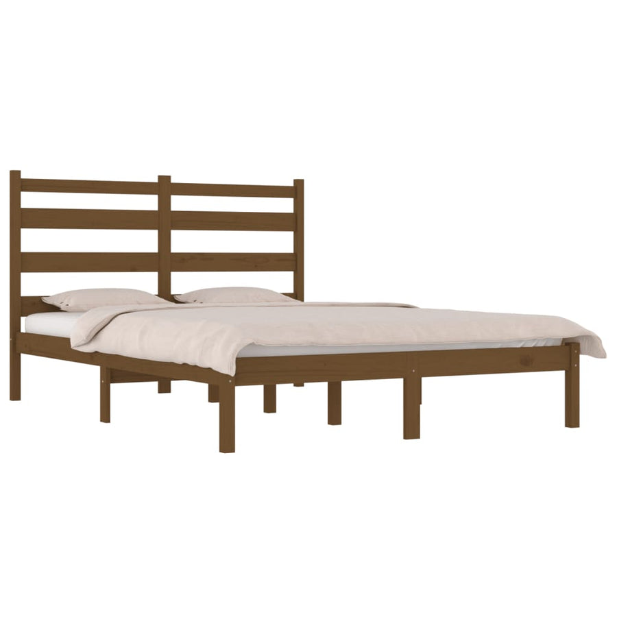 Bedframe Massief Grenenhout 200 x 200 cm Honingbruin