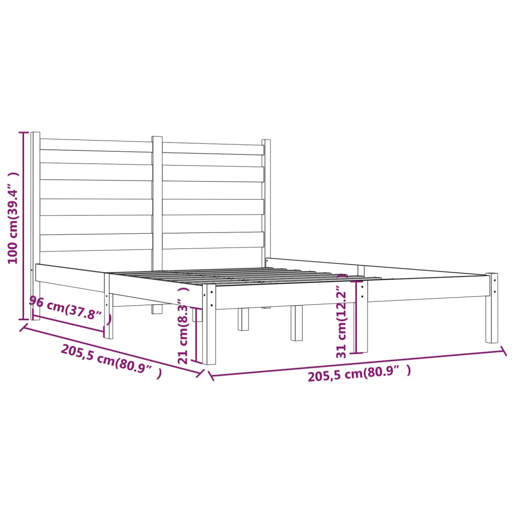 Bedframe Massief Grenenhout 200 x 200 cm Honingbruin