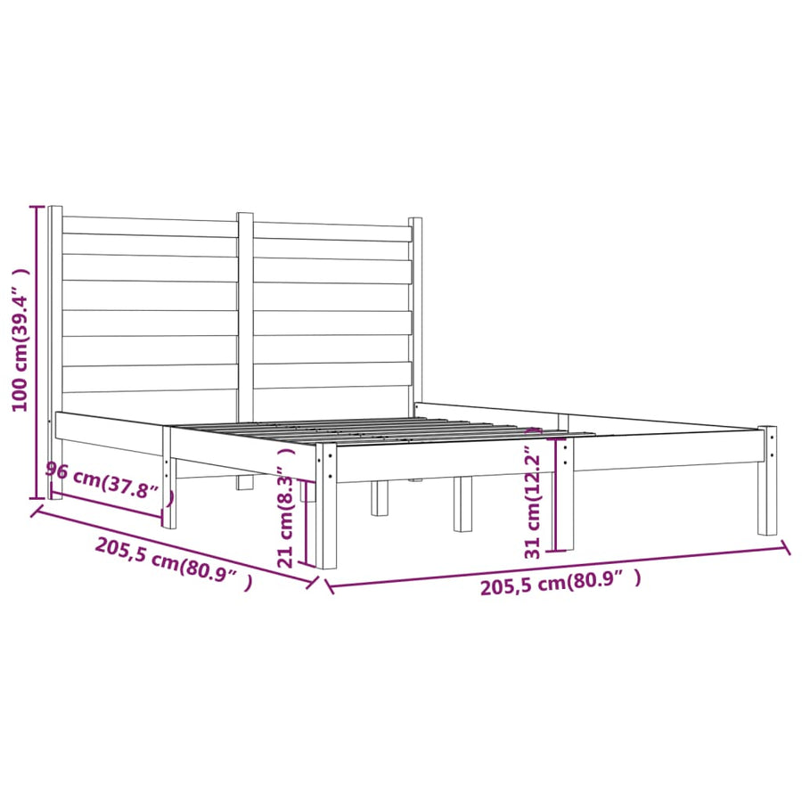 Bedframe Massief Grenenhout 200 x 200 cm Honingbruin