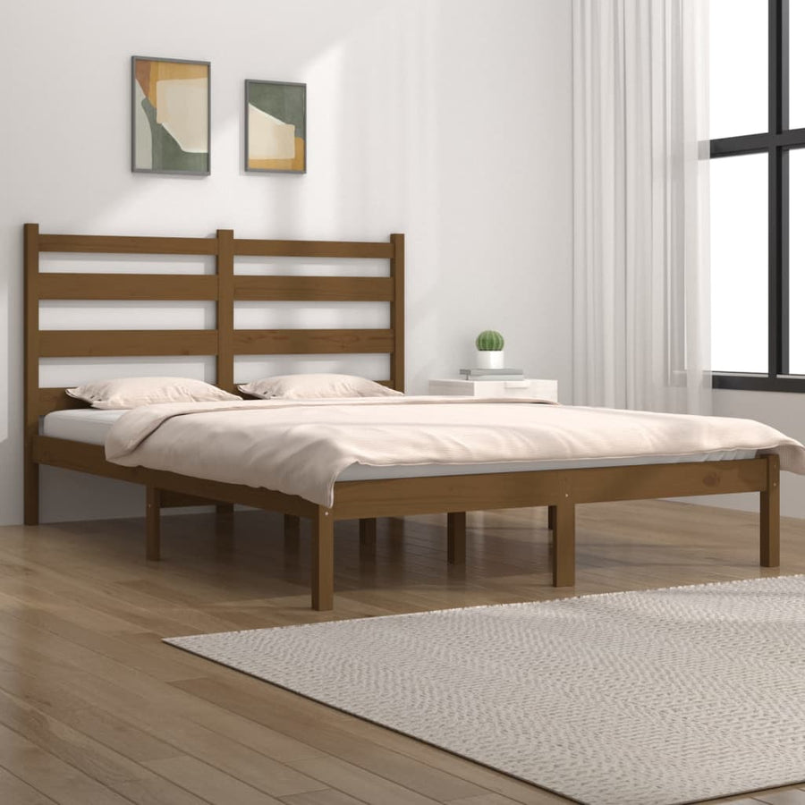 Bedframe Massief Grenenhout 200 x 200 cm Honingbruin