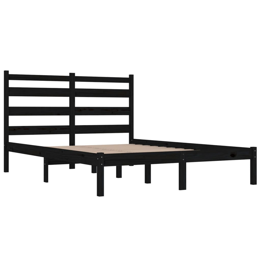 Bedframe Massief Grenenhout 200 x 200 cm Zwart