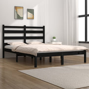 Bedframe massief grenenhout 200x200 cm zwart