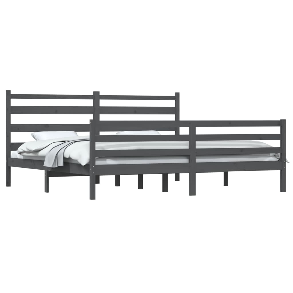 Bedframe Massief Grenenhout 200 x 200 cm Grijs