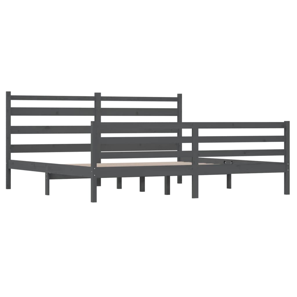 Bedframe Massief Grenenhout 200 x 200 cm Grijs