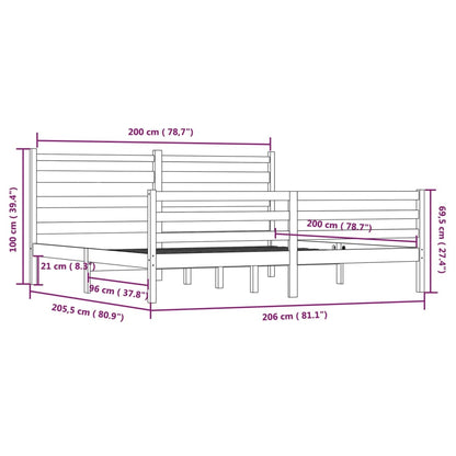 Bedframe Massief Grenenhout 200 x 200 cm Grijs