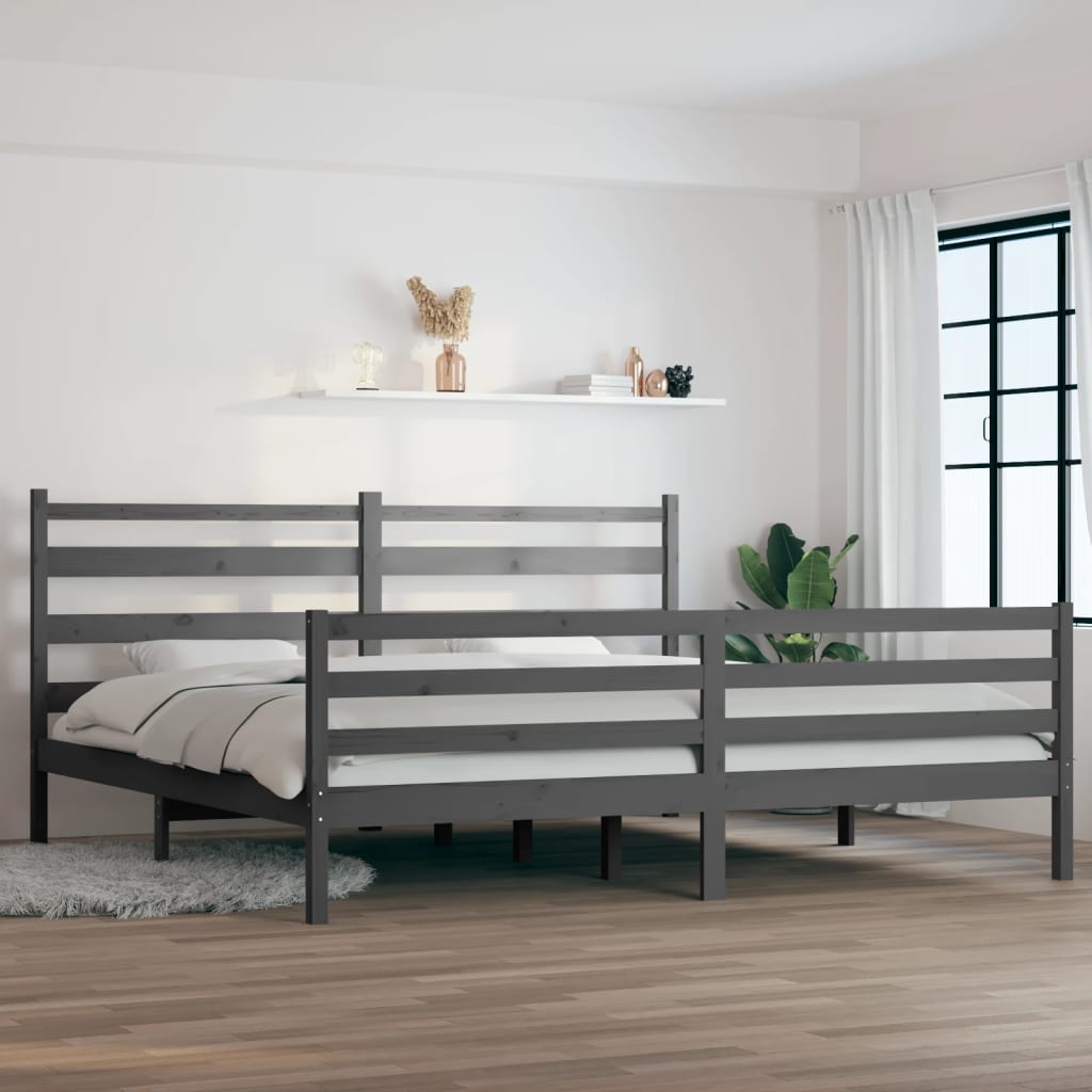Bedframe Massief Grenenhout 200 x 200 cm Grijs