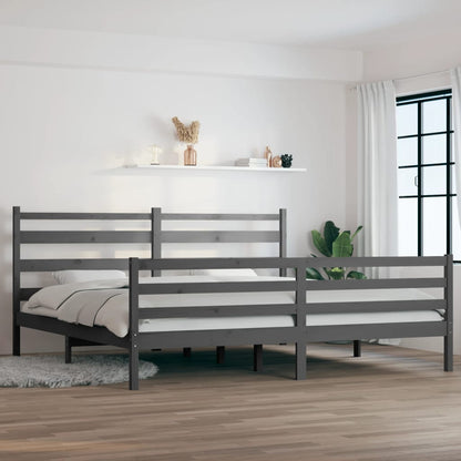 Bedframe Massief Grenenhout 200 x 200 cm Grijs