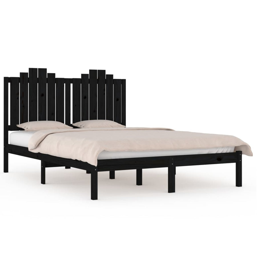 Bedframe Massief Grenenhout 140 x 190 cm Zwart