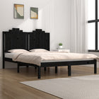 Solid pine wood bed frame black 140x190 cm