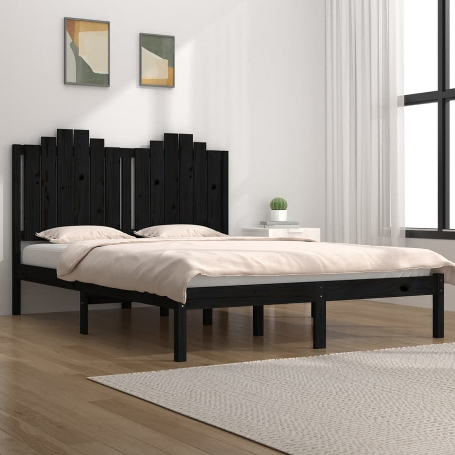 Bedframe Massief Grenenhout 140 x 190 cm Zwart