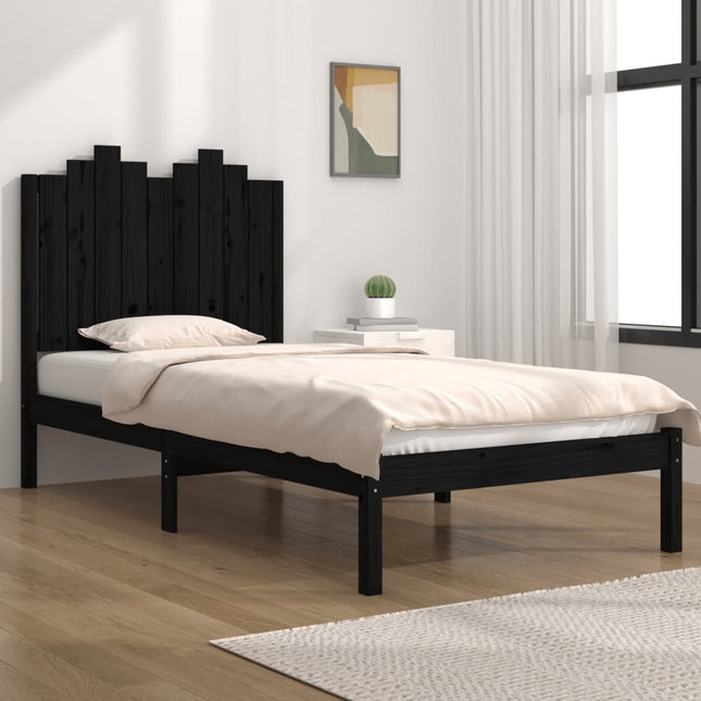 Bedframe Massief Grenenhout 100 x 200 cm Zwart