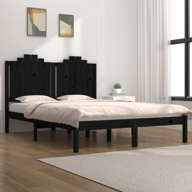 Bedframe Massief Grenenhout 160 x 200 cm Zwart