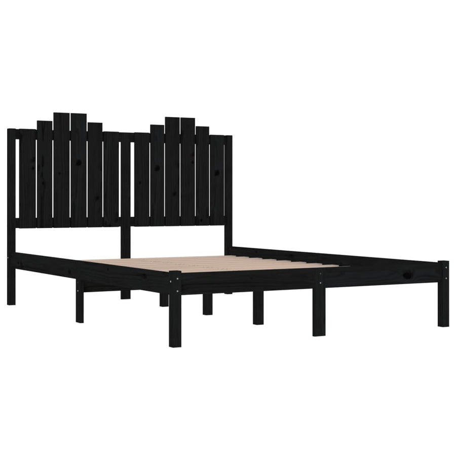 Bedframe Massief Grenenhout 200 x 200 cm Zwart