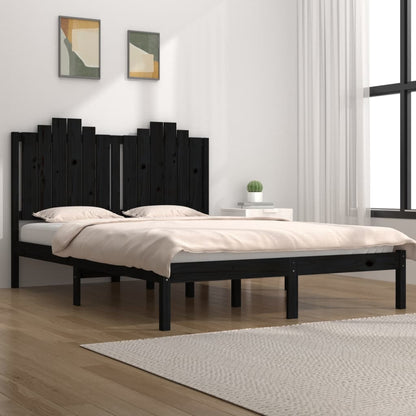 Bedframe Massief Grenenhout 200 x 200 cm Zwart