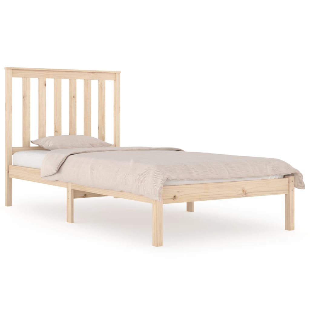 Bedframe massief grenenhout zwart 75x190 cm 75 x 190 cm Naturel