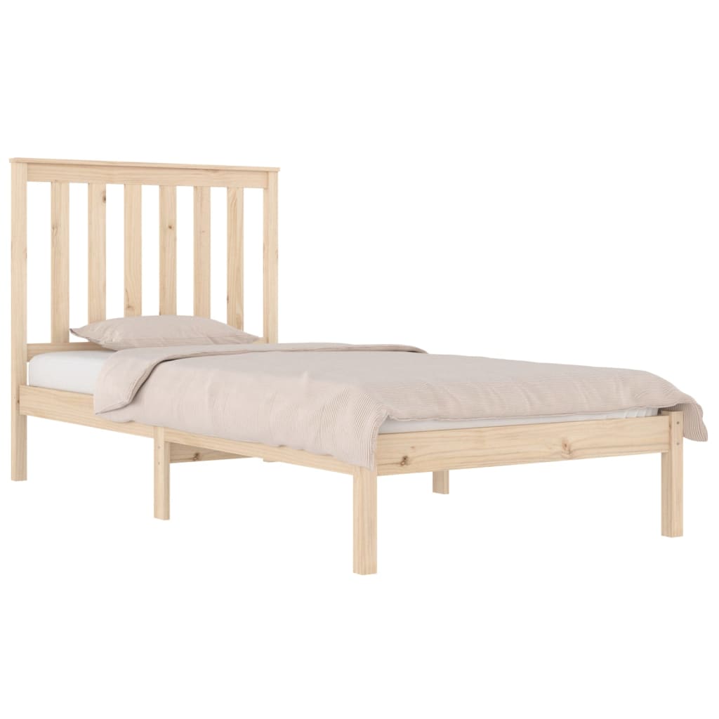 Bedframe massief grenenhout zwart 75x190 cm 75 x 190 cm Naturel