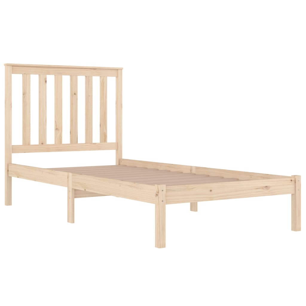 Bedframe massief grenenhout zwart 75x190 cm 75 x 190 cm Naturel