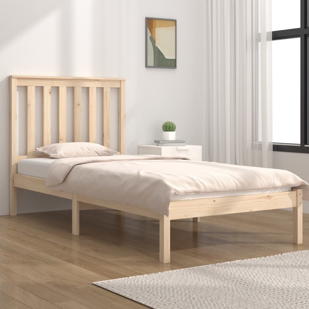 Bedframe massief grenenhout zwart 75x190 cm 75 x 190 cm Naturel