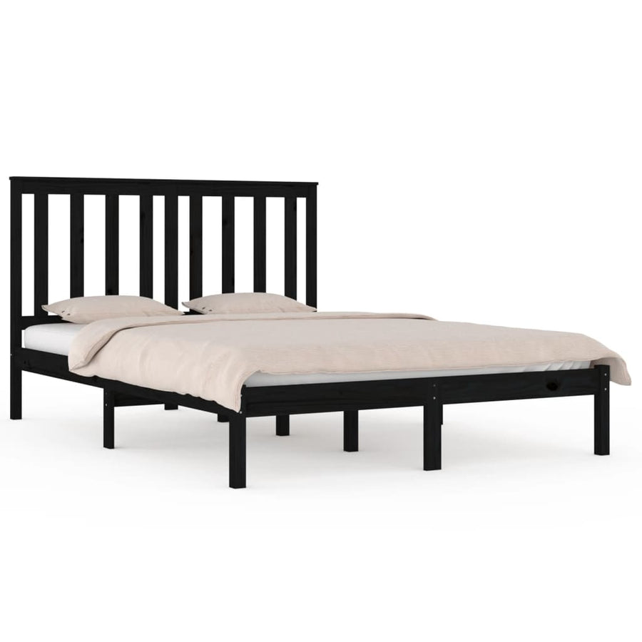 Bedframe Massief Grenenhout 140 x 190 cm Zwart