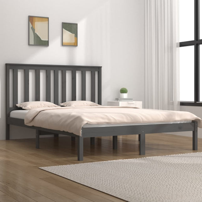 Bedframe Massief Grenenhout 160 x 200 cm Grijs