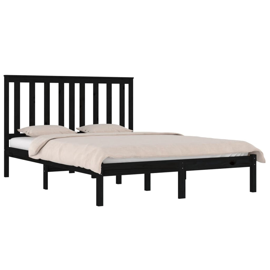 Bedframe Massief Grenenhout 200 x 200 cm Zwart
