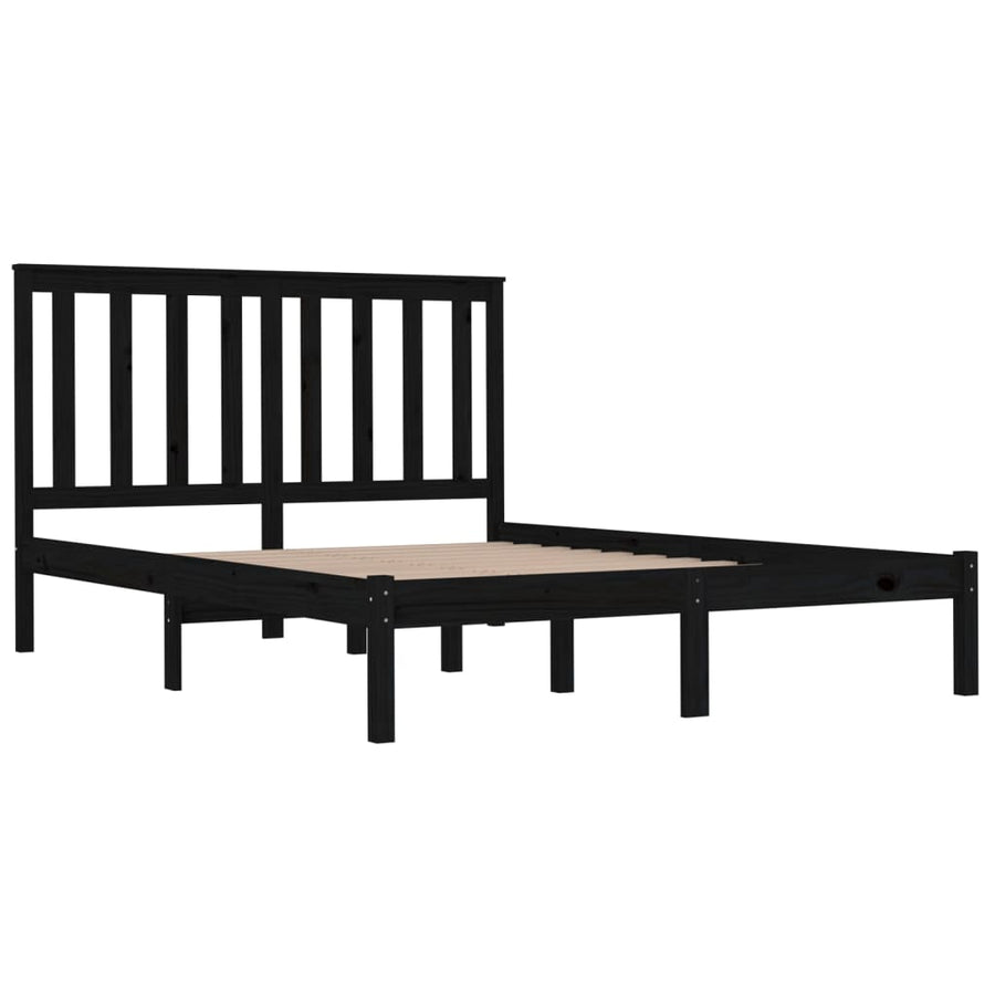 Bedframe Massief Grenenhout 200 x 200 cm Zwart