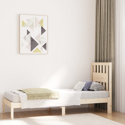 Bedframe Massief Grenenhout Zwart 75 x 190 cm Naturel