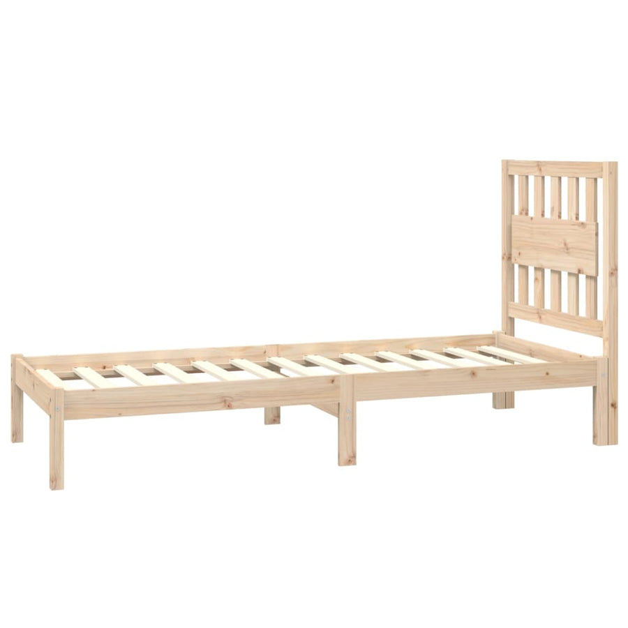 Bedframe Massief Grenenhout Zwart 75 x 190 cm Naturel