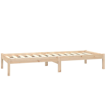 Bedframe Massief Grenenhout Zwart 75 x 190 cm Naturel