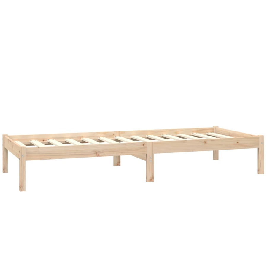 Bedframe Massief Grenenhout Zwart 75 x 190 cm Naturel
