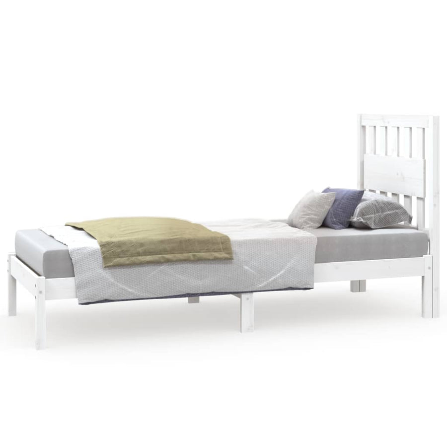 Bedframe Massief Grenenhout 75 x 190 cm Wit