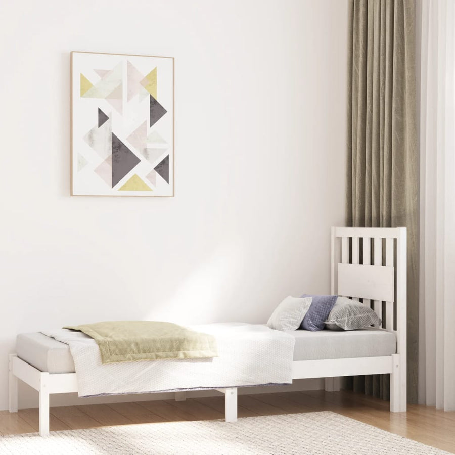 Bedframe Massief Grenenhout 75 x 190 cm Wit