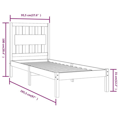 Bedframe Massief Grenenhout 3Ft Single 90 x 190 cm Wit