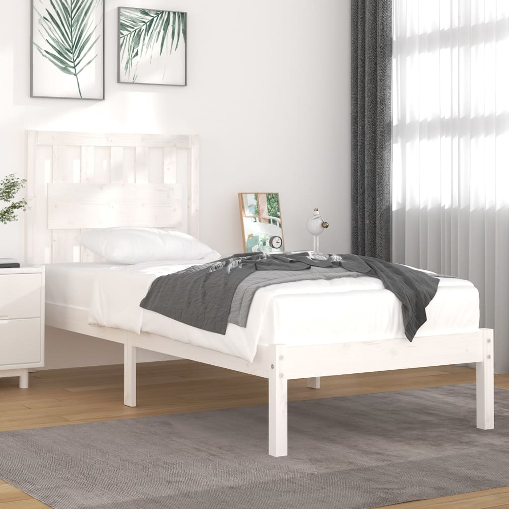 Bedframe Massief Grenenhout 3Ft Single 90 x 190 cm Wit