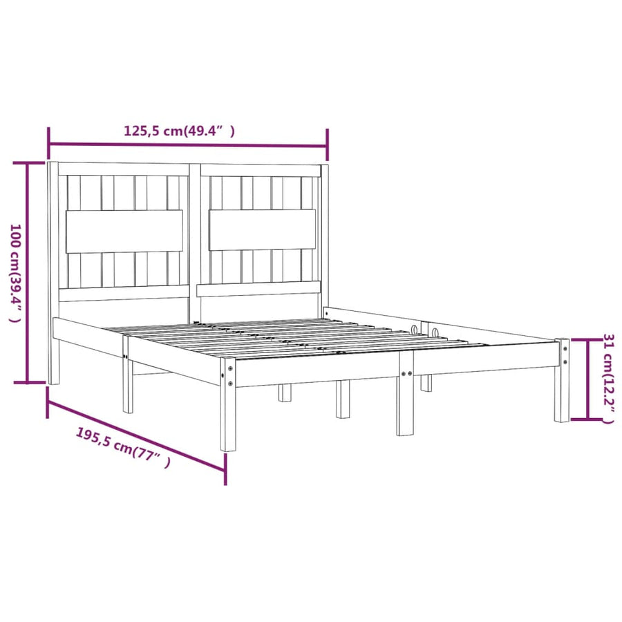 Bedframe Massief Grenenhout 120 x 190 cm Naturel