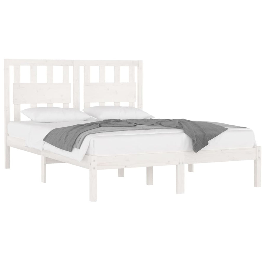Bedframe Massief Grenenhout 4Ft6 Double 135 x 190 cm Wit