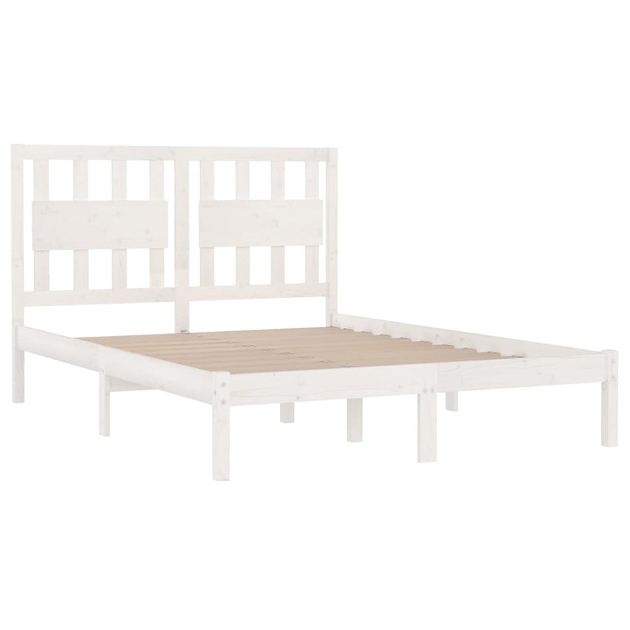 Bedframe Massief Grenenhout 4Ft6 Double 135 x 190 cm Wit