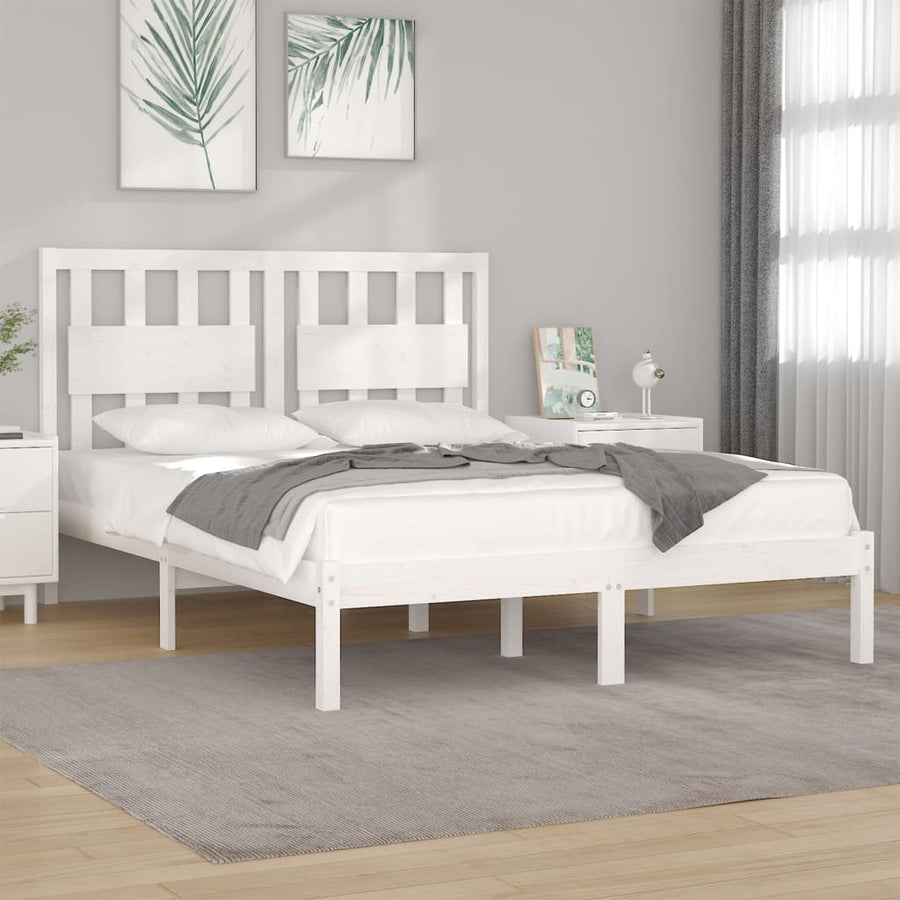 Bedframe Massief Grenenhout 4Ft6 Double 135 x 190 cm Wit