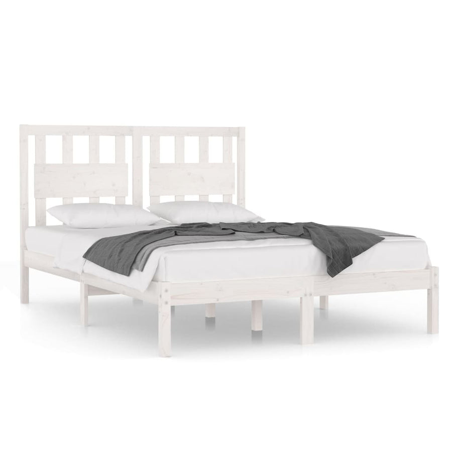 Bedframe Massief Grenenhout 140 x 190 cm Wit