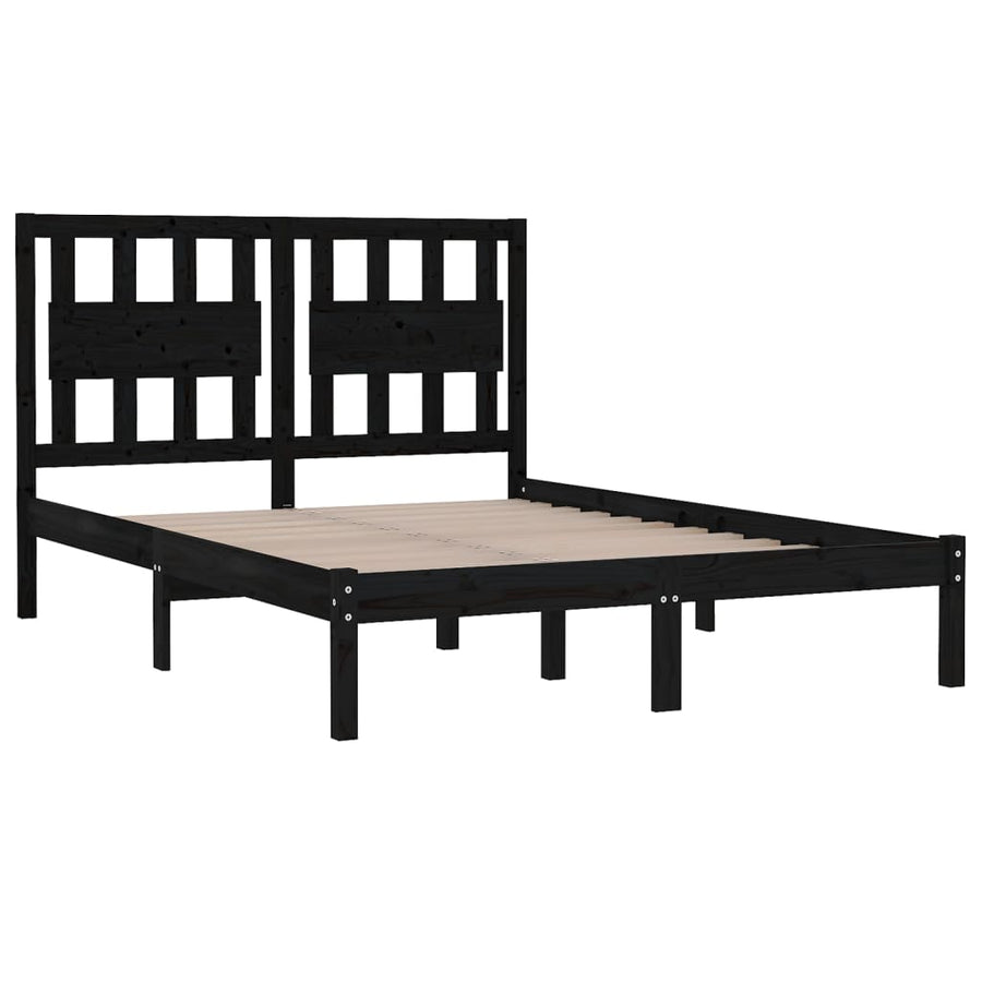 Bedframe Massief Grenenhout 140 x 190 cm Zwart