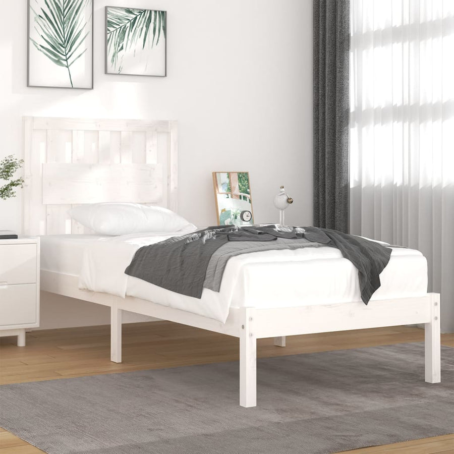 Bedframe Massief Grenenhout 90 x 200 cm Wit