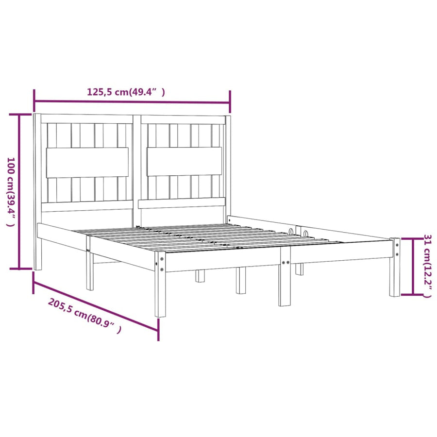 Bedframe Massief Grenenhout 120 x 200 cm Naturel