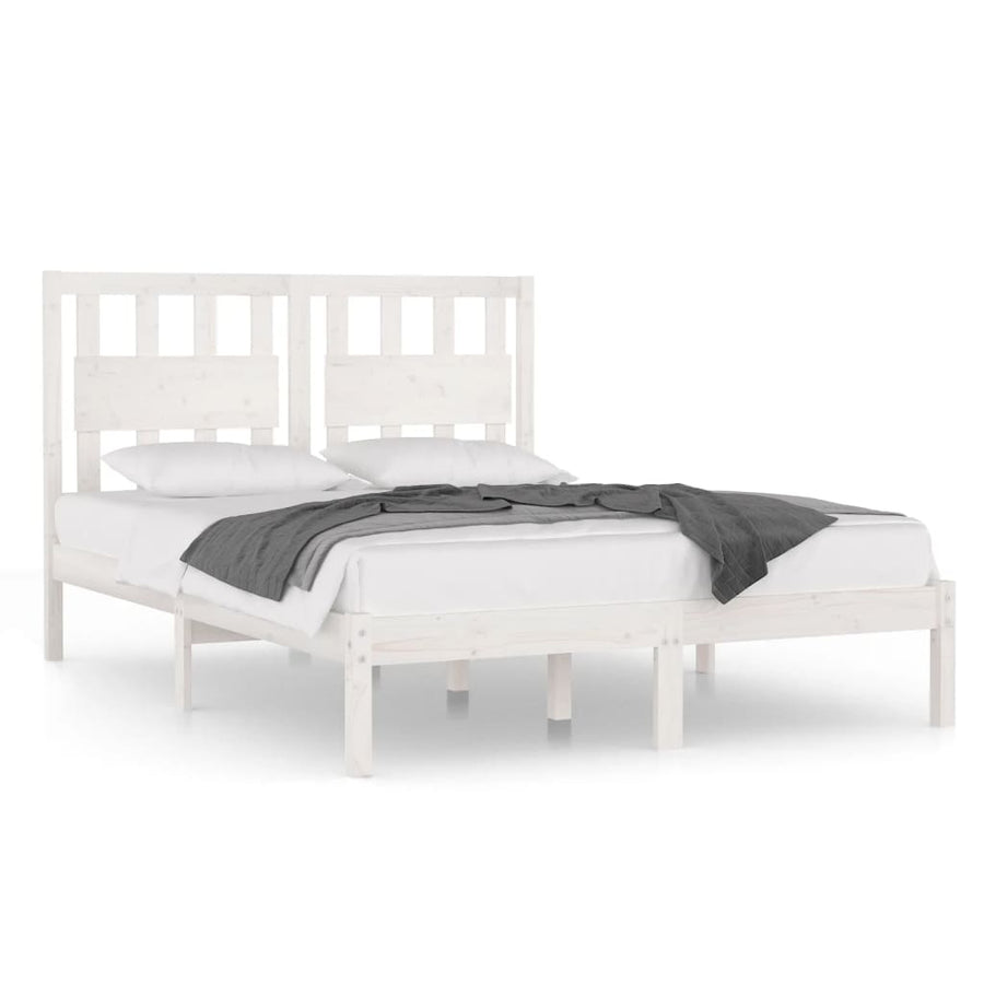 Bedframe Massief Grenenhout 120 x 200 cm Wit
