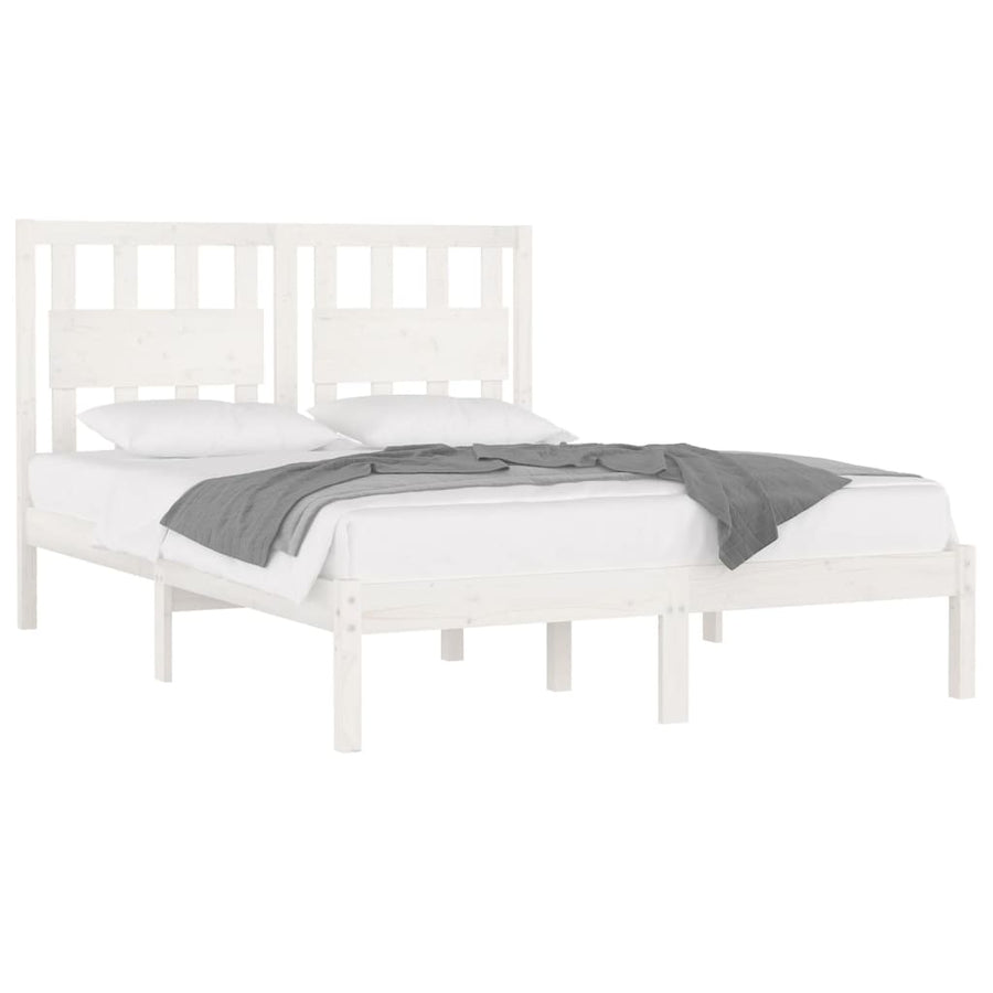 Bedframe Massief Grenenhout 120 x 200 cm Wit